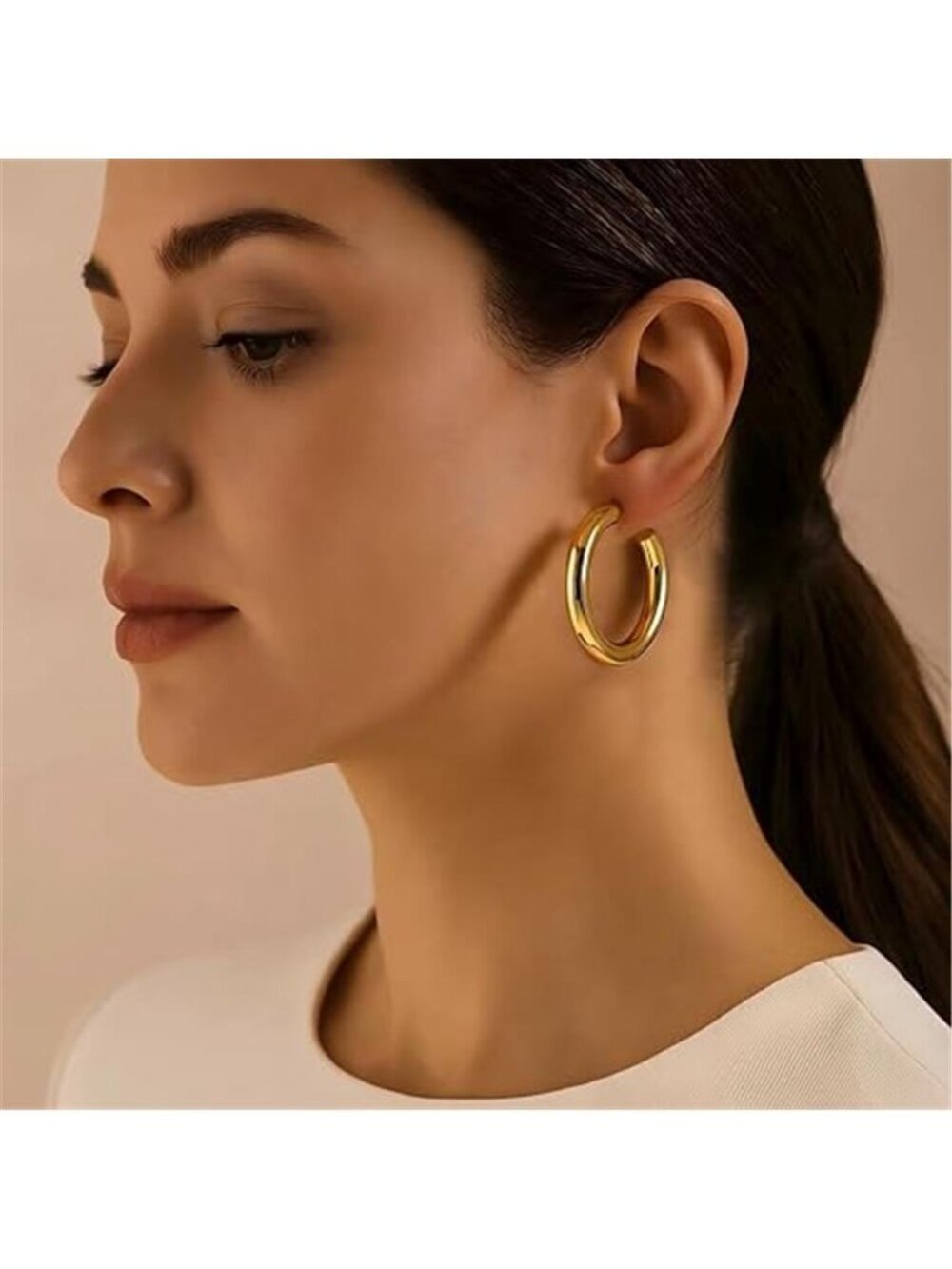 12 Pairs Chunky Gold Hoop Earrings for Women Trendy, Gold Plated Lightweight - Picture 2 of 7